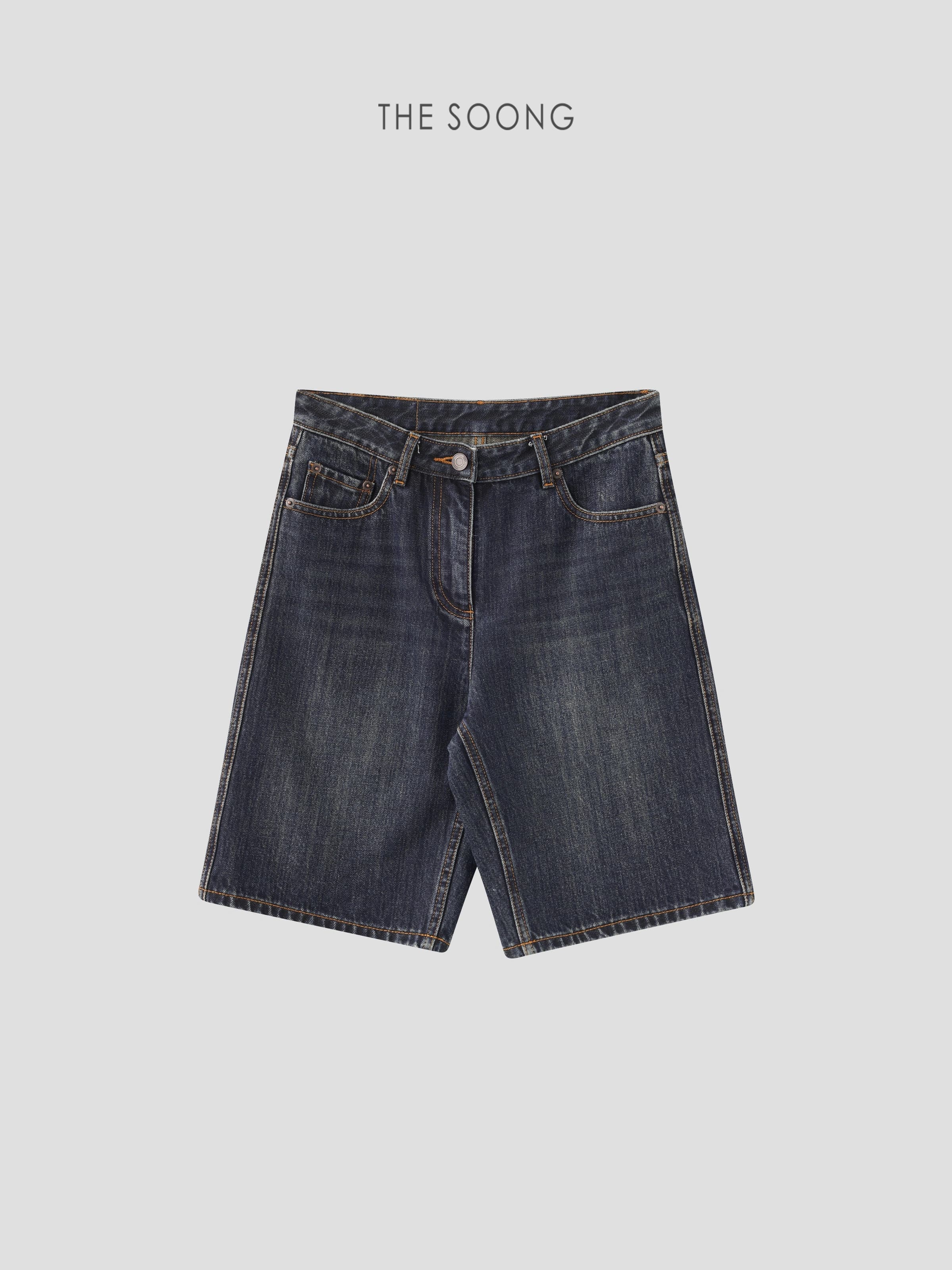 THESOONG "Boyish" Vintage Washed Slub Textured Straight Deni-7581