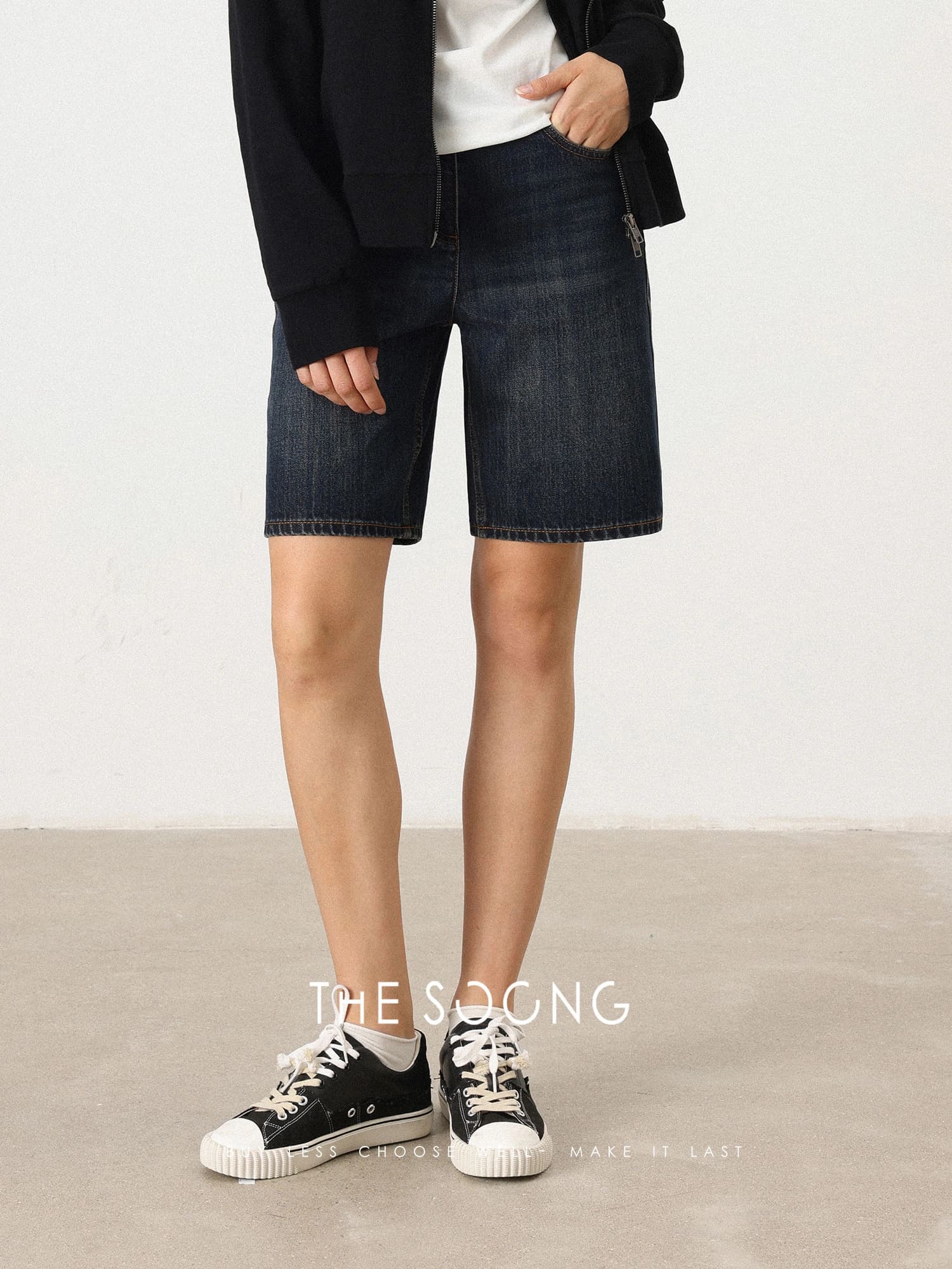 THESOONG "Boyish" Vintage Washed Slub Textured Straight Deni-7581 alternate view