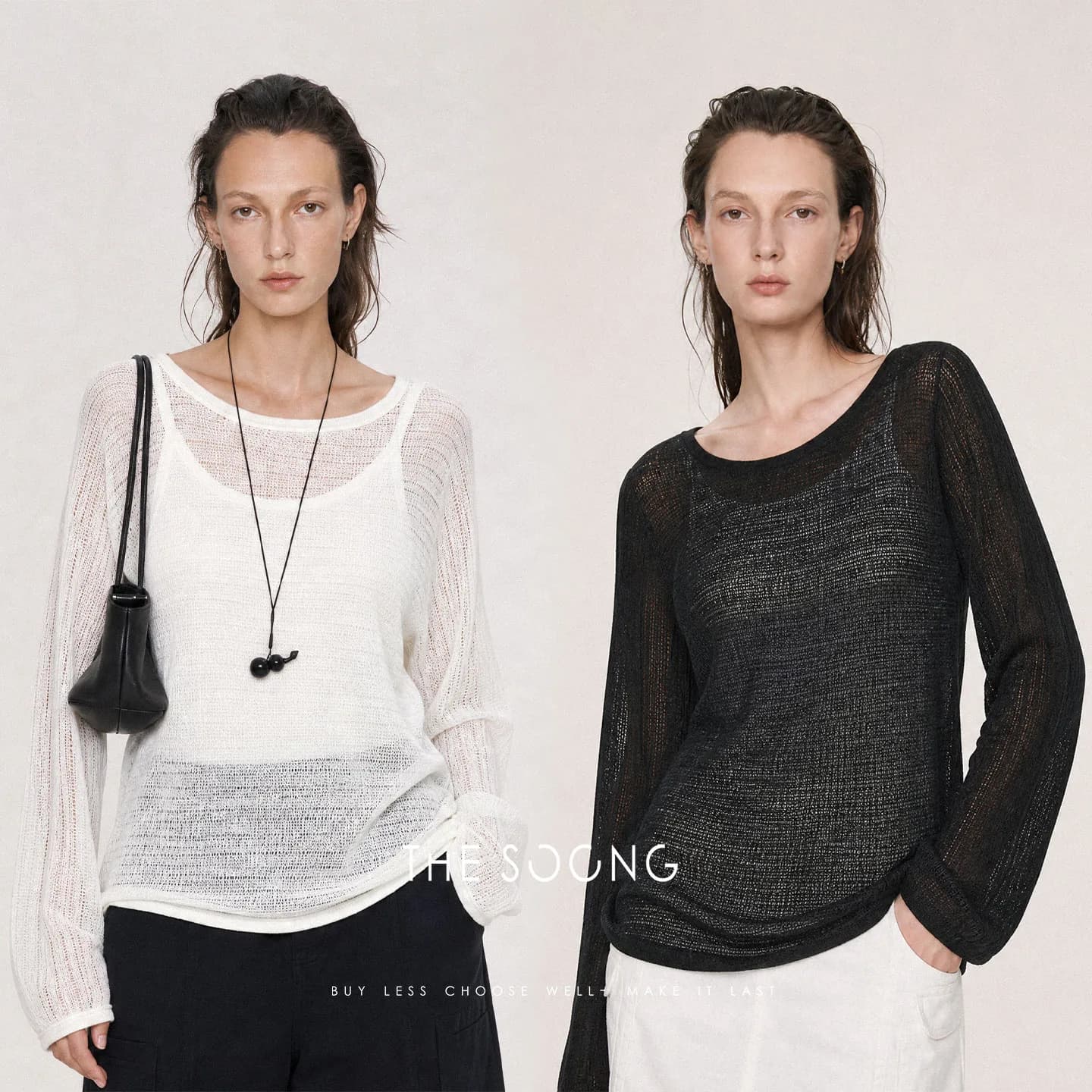THESOONG Breathable Textured Summer Linen Tencel Blend Openw