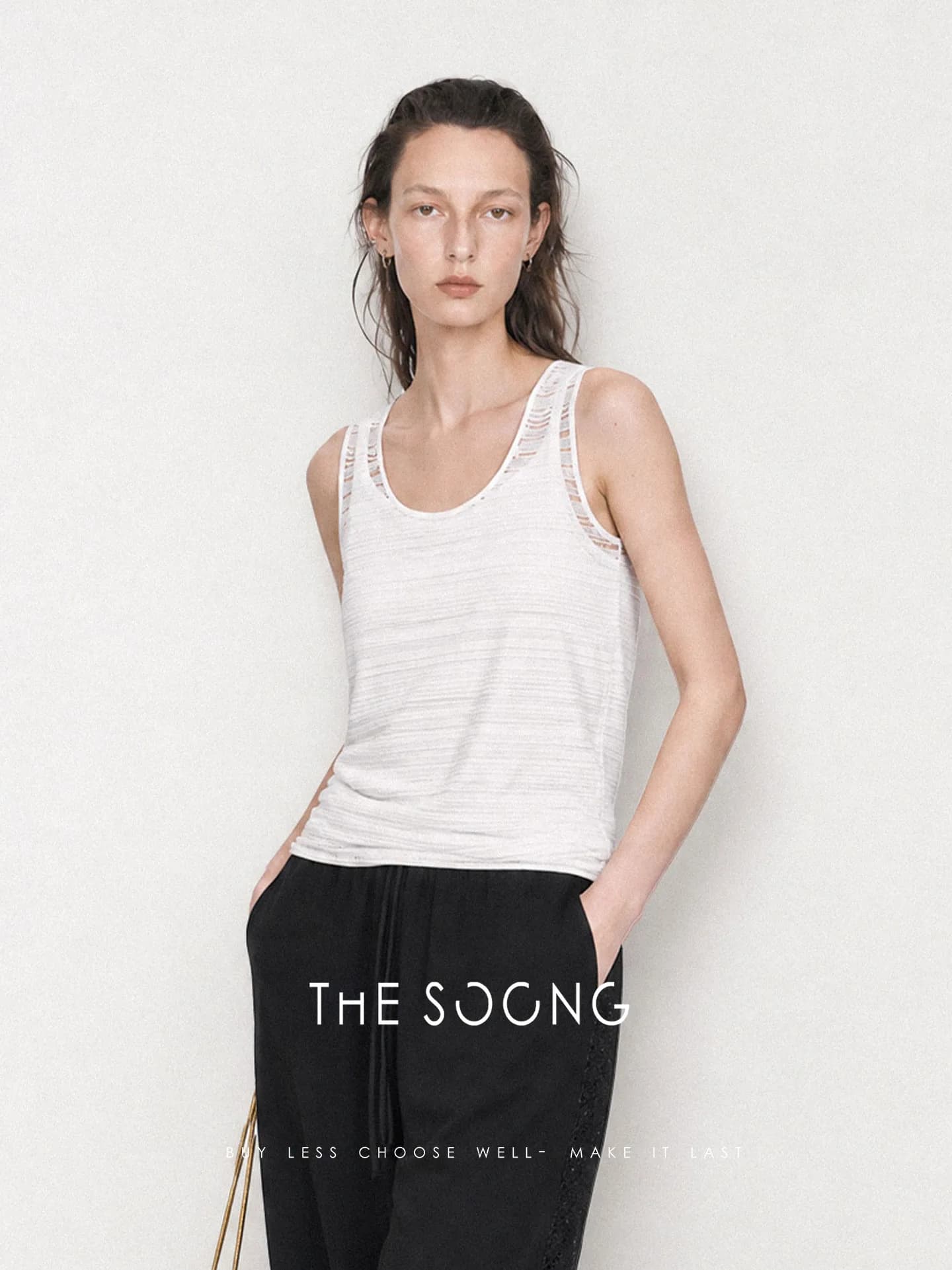 THESOONG Retro Arty Lamb Wool Blend Fine Texture Stripe Crewneck Vest view 3