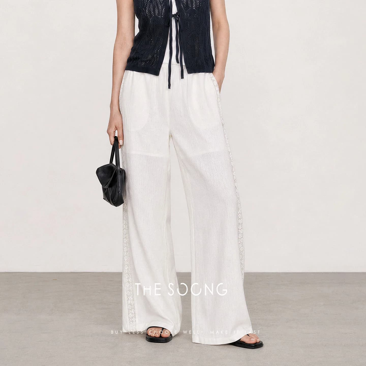 THESOONG Triple-Blend Drapey Durable Elastic-Waist Wide-Leg Pants alternate view