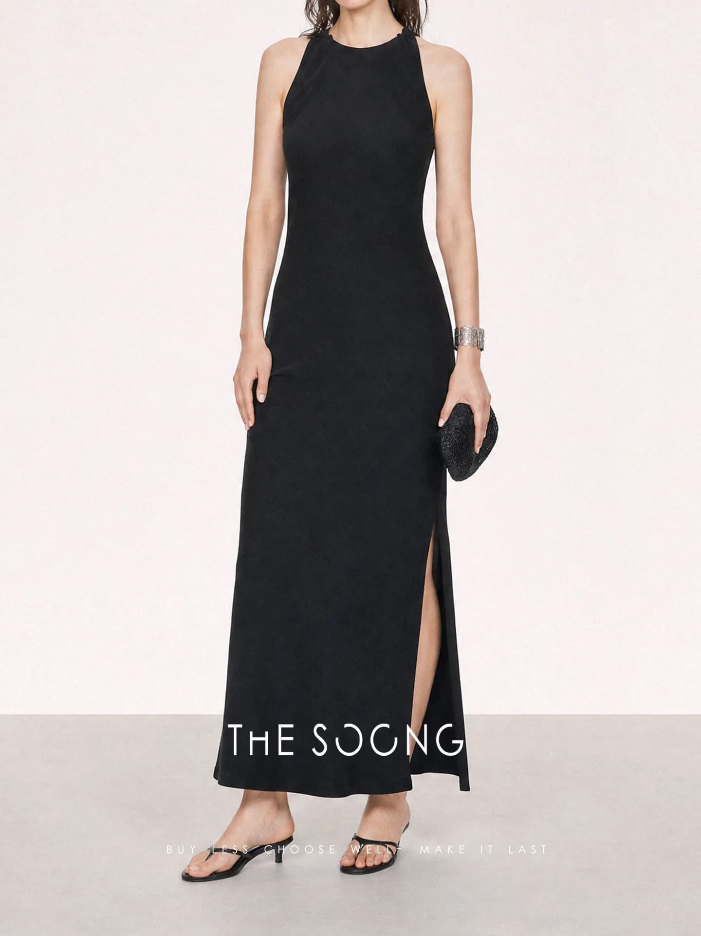 THESOONG Minimalist Old-Money 100% Linen Sleeveless Maxi Dress view 3