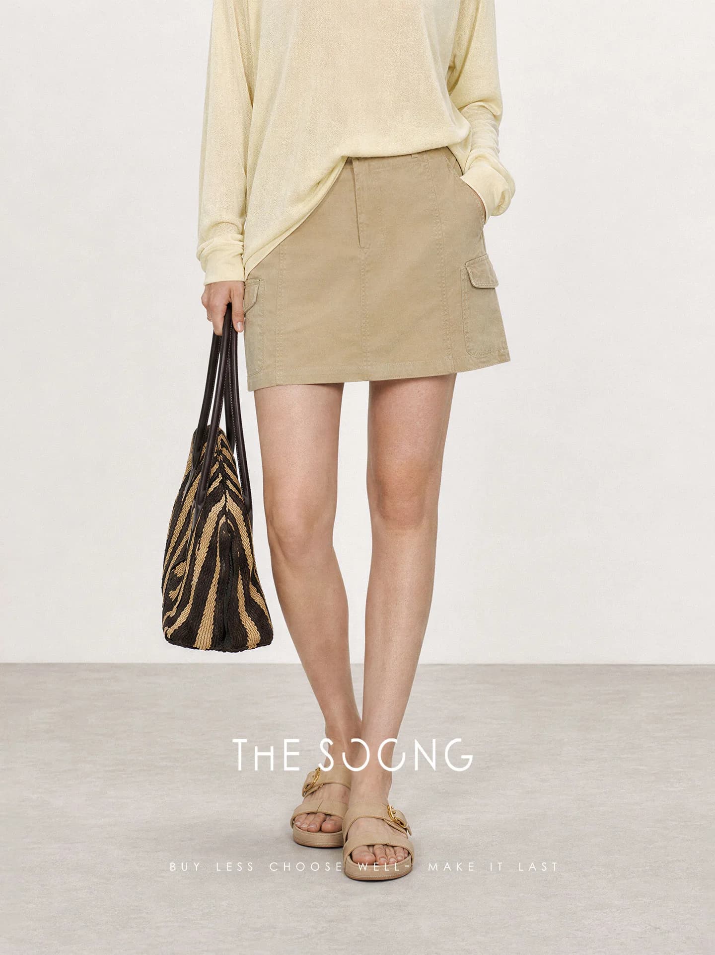 THESOONG Minimal Utility Summer Muted Tailored A-Line Mini Skirt view 2