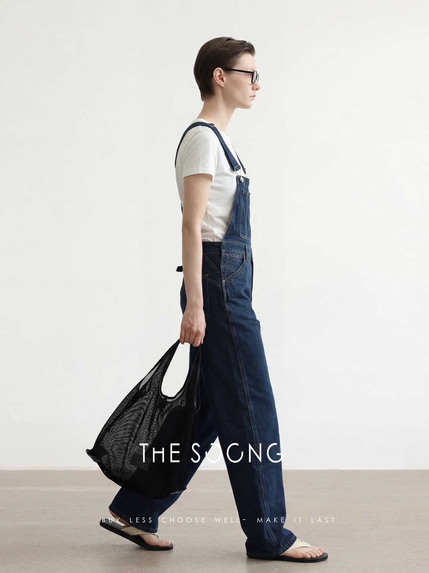 THESOONG Versatile SS Detachable-Strap High-Rise Wide-Leg Denim Jumps view 1