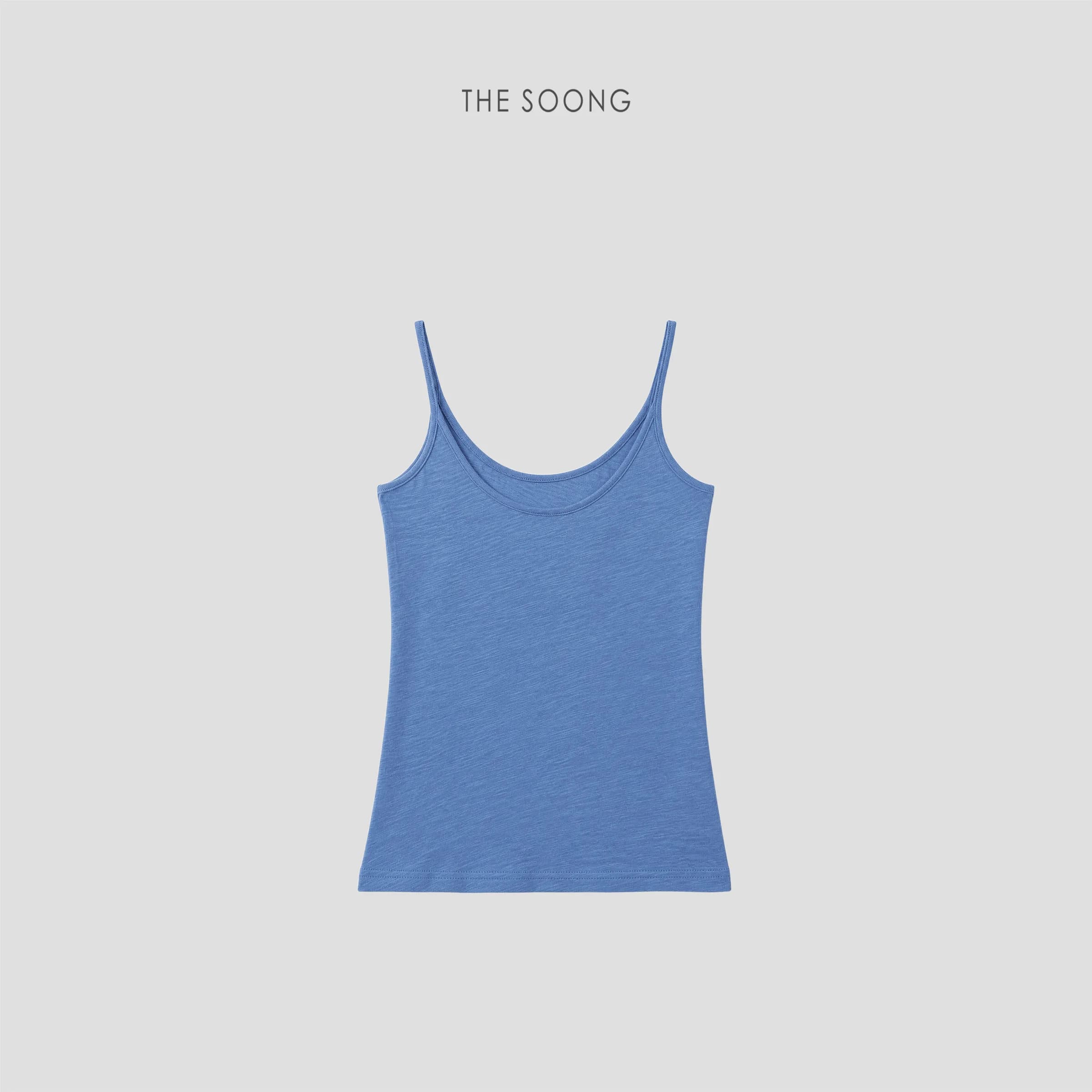 THESOONG 100% 슬럽 코튼 씬 스트랩 캐미솔 탑 view 3