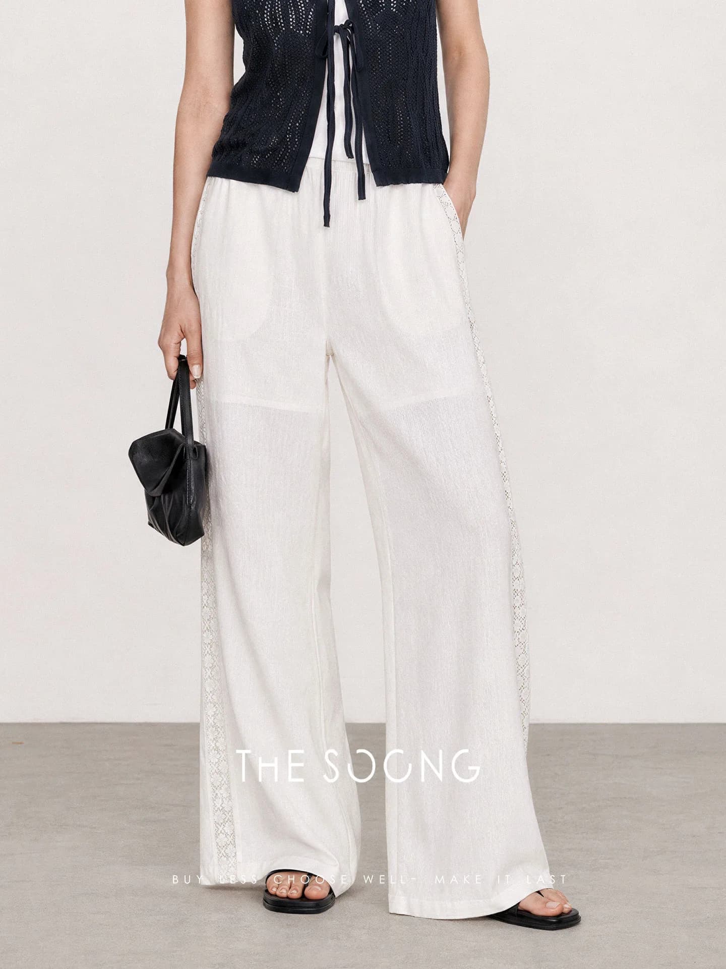 THESOONG Triple-Blend Drapey Durable Elastic-Waist Wide-Leg Pants view 2