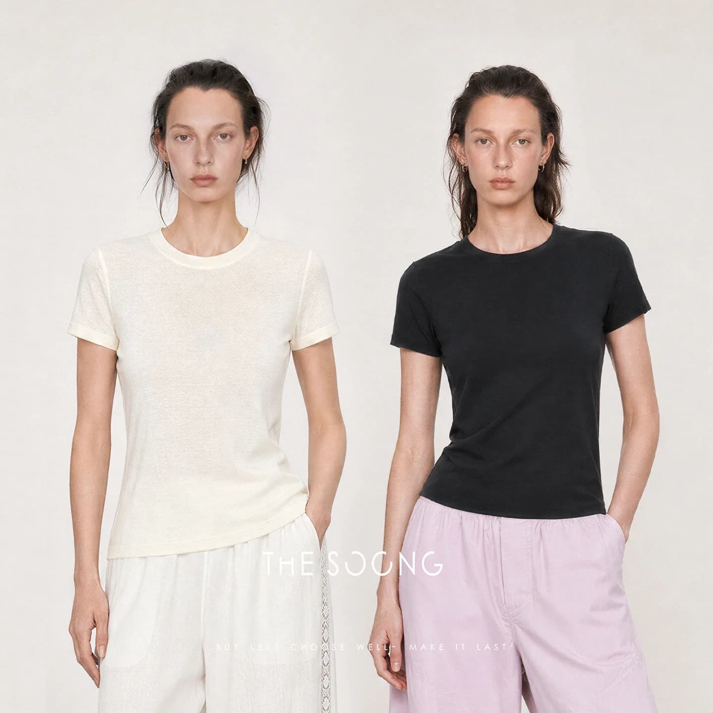 THESOONG Soft-Skin Double-Stitch Fine Wool Breathable Slim S/S Tee