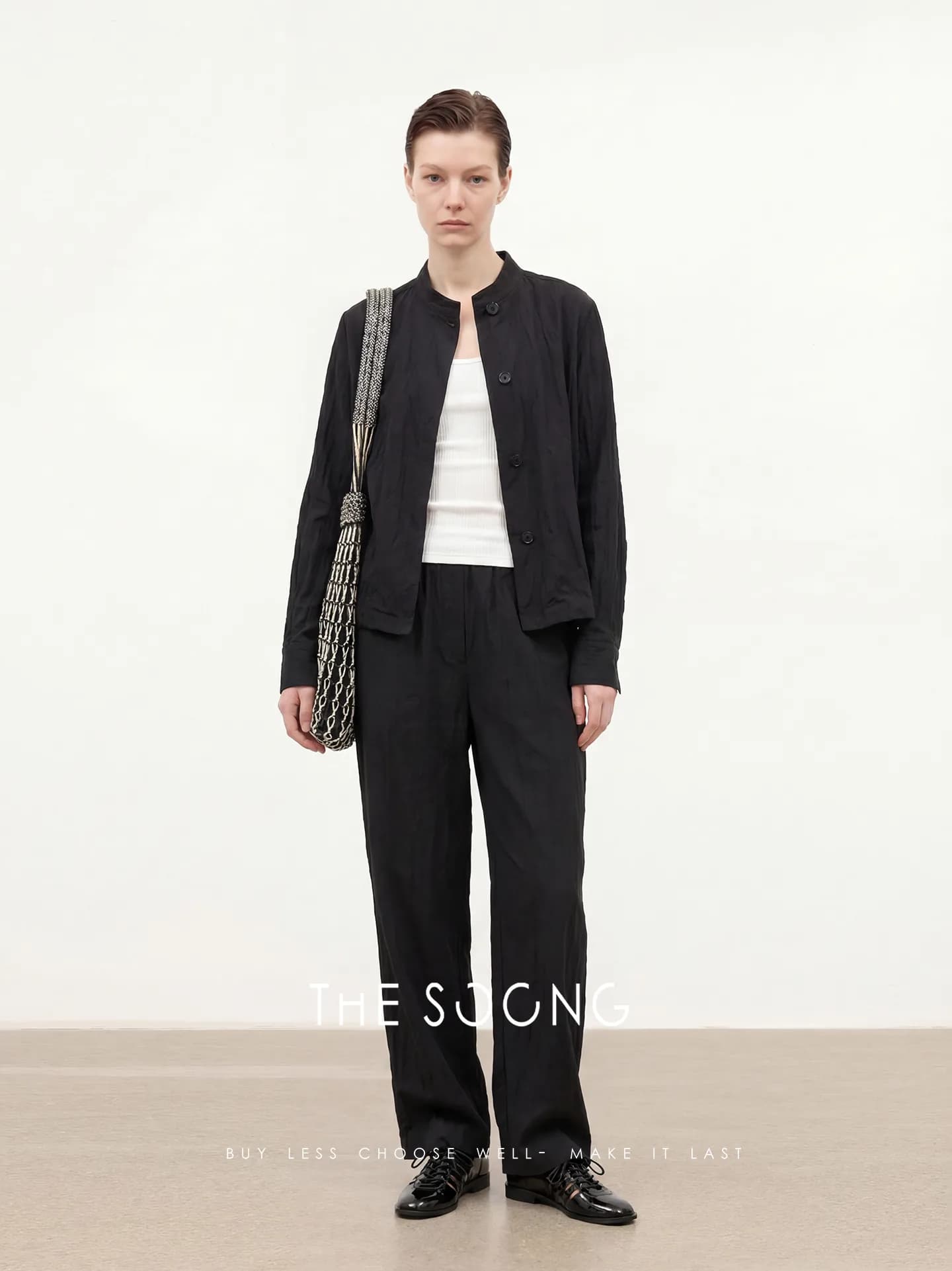 THESOONG Minimalist Stand-Collar Single-Breasted Shirt Jacket 8601 view 4