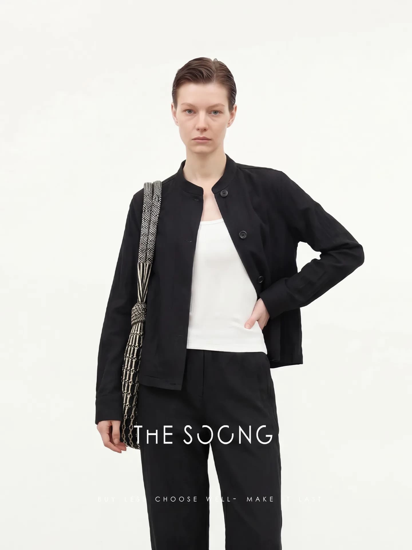 THESOONG Minimalist Stand-Collar Single-Breasted Shirt Jacket 8601 view 1