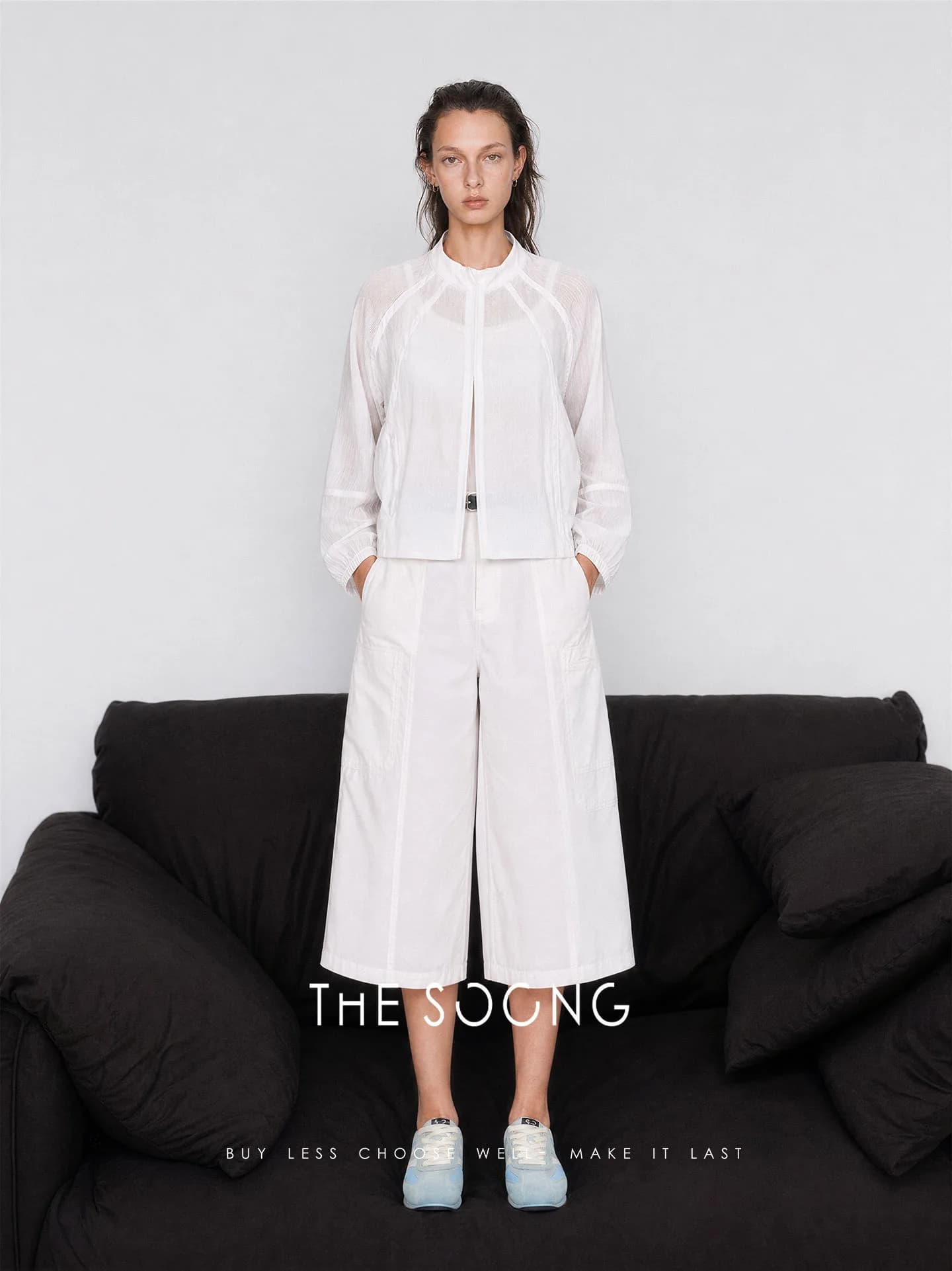 THESOONG Relaxed Daily Mid-Rise Breathable Wide-Leg Culottes view 5