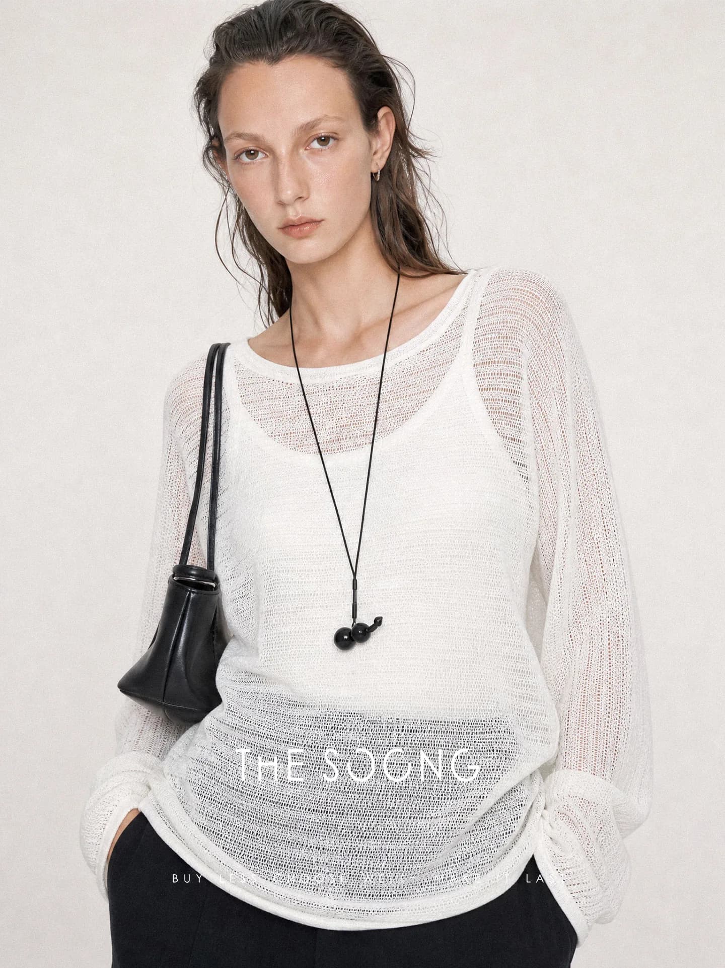 THESOONG Breathable Textured Summer Linen Tencel Blend Openw view 2