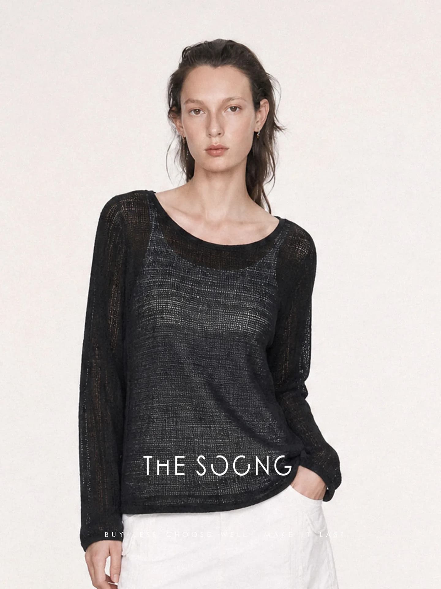 THESOONG Breathable Textured Summer Linen Tencel Blend Openw view 3