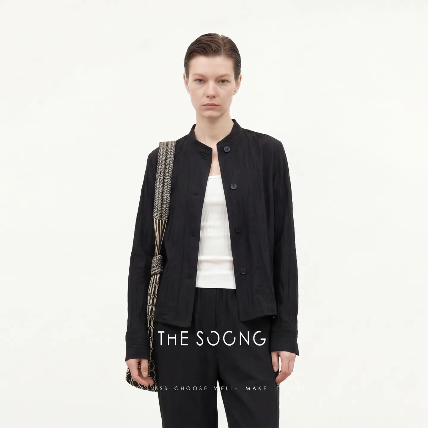 THESOONG 미니멀리스트 스탠드 칼라 싱글 브레스티드 셔츠 재킷 8601 alternate view