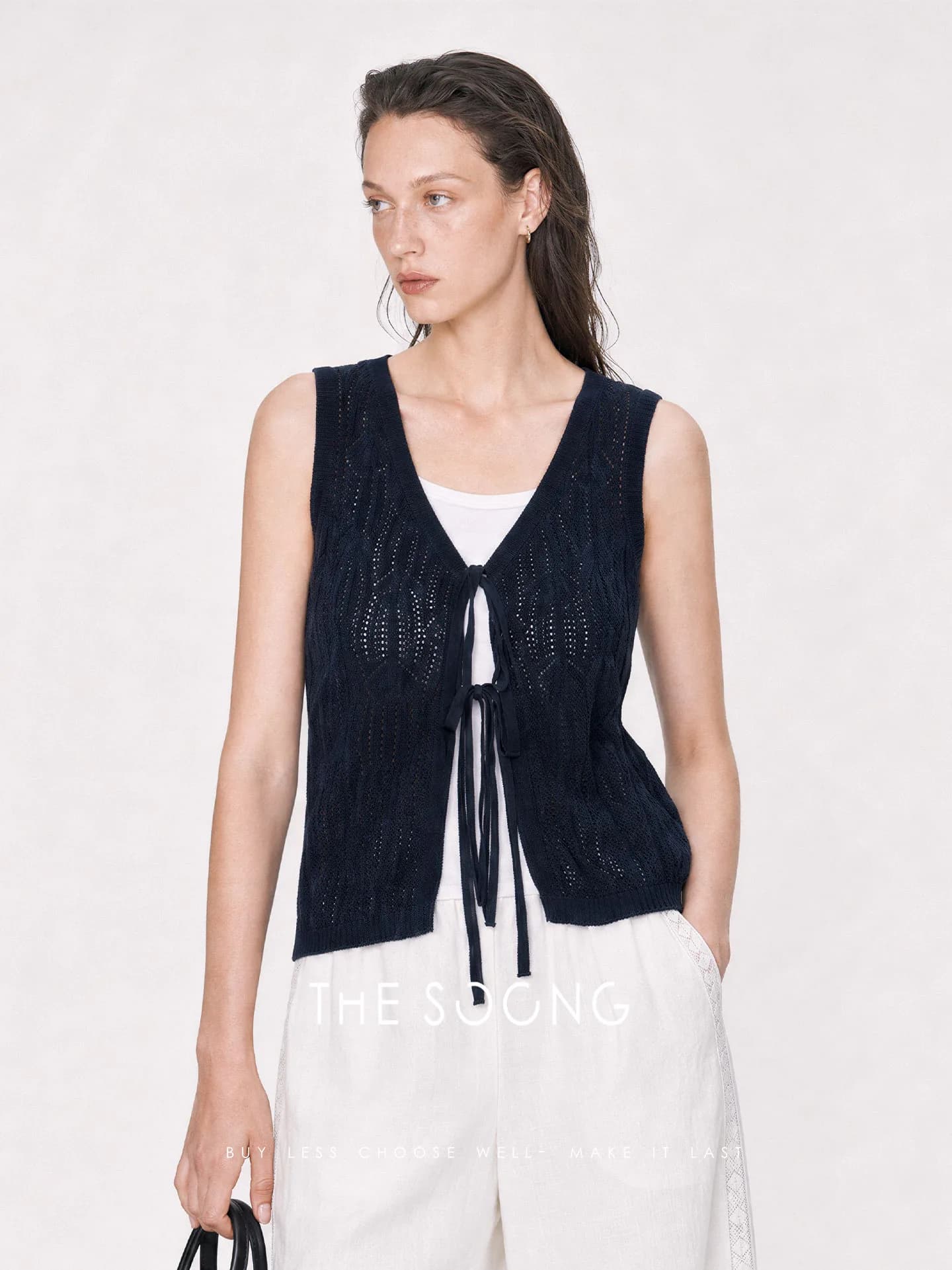 THESOONG/Island Stroll Breathable Skin-Friendly Navy Solid L view 3