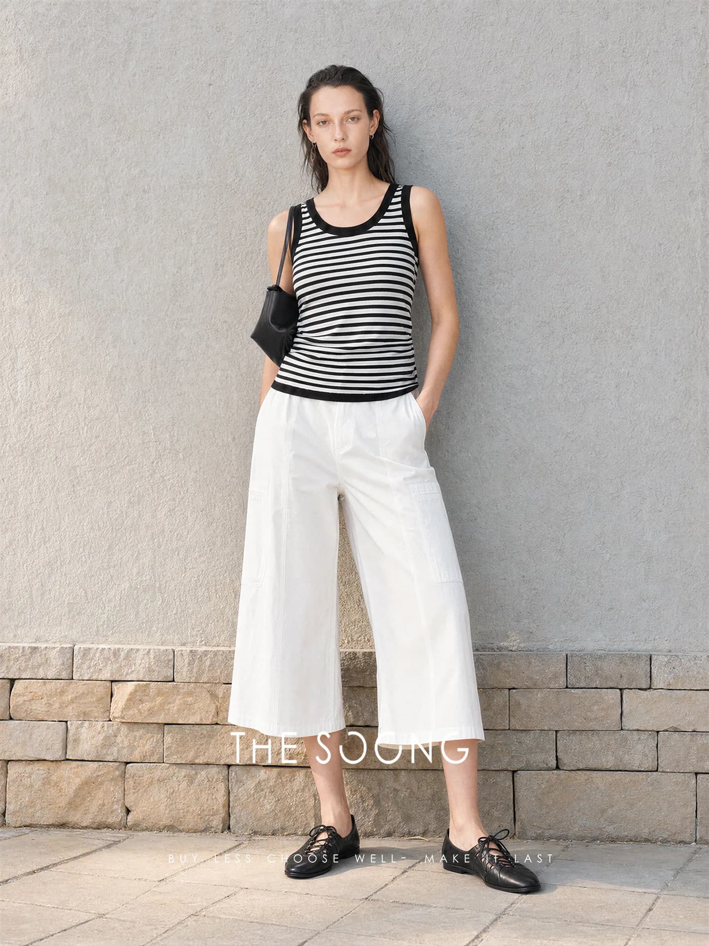 THESOONG Summer Contrast-Trim No-Iron Striped Knit Sleeveless Tank view 5