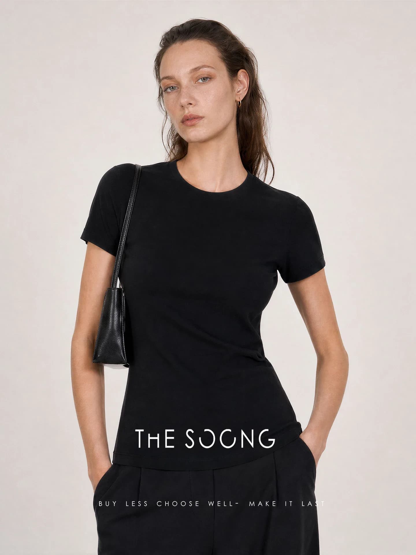 THESOONG Soft-Skin Double-Stitch Fine Wool Breathable Slim S/S Tee view 3