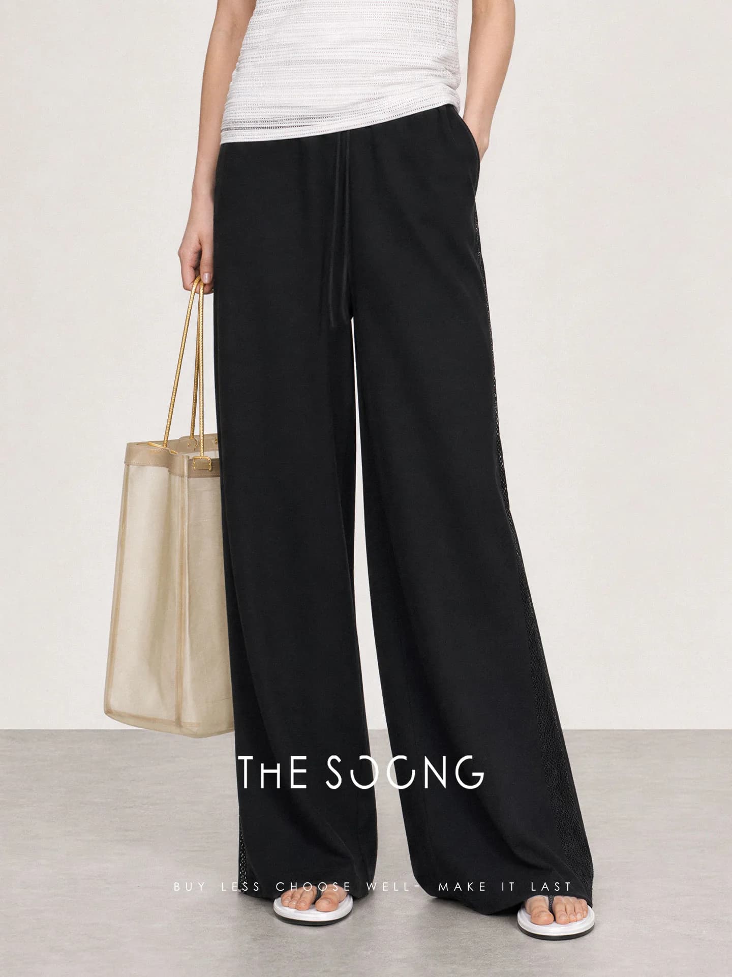THESOONG Triple-Blend Drapey Durable Elastic-Waist Wide-Leg Pants view 3