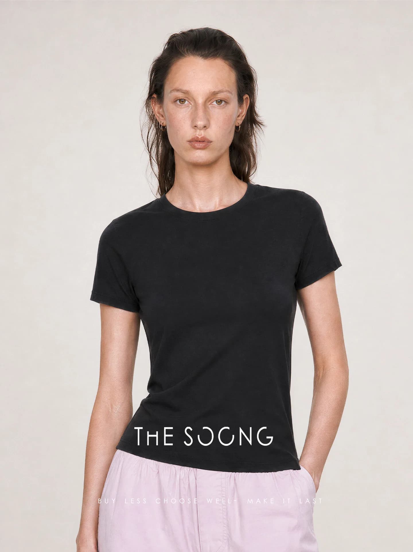 THESOONG Soft-Skin Double-Stitch Fine Wool Breathable Slim S/S Tee view 5