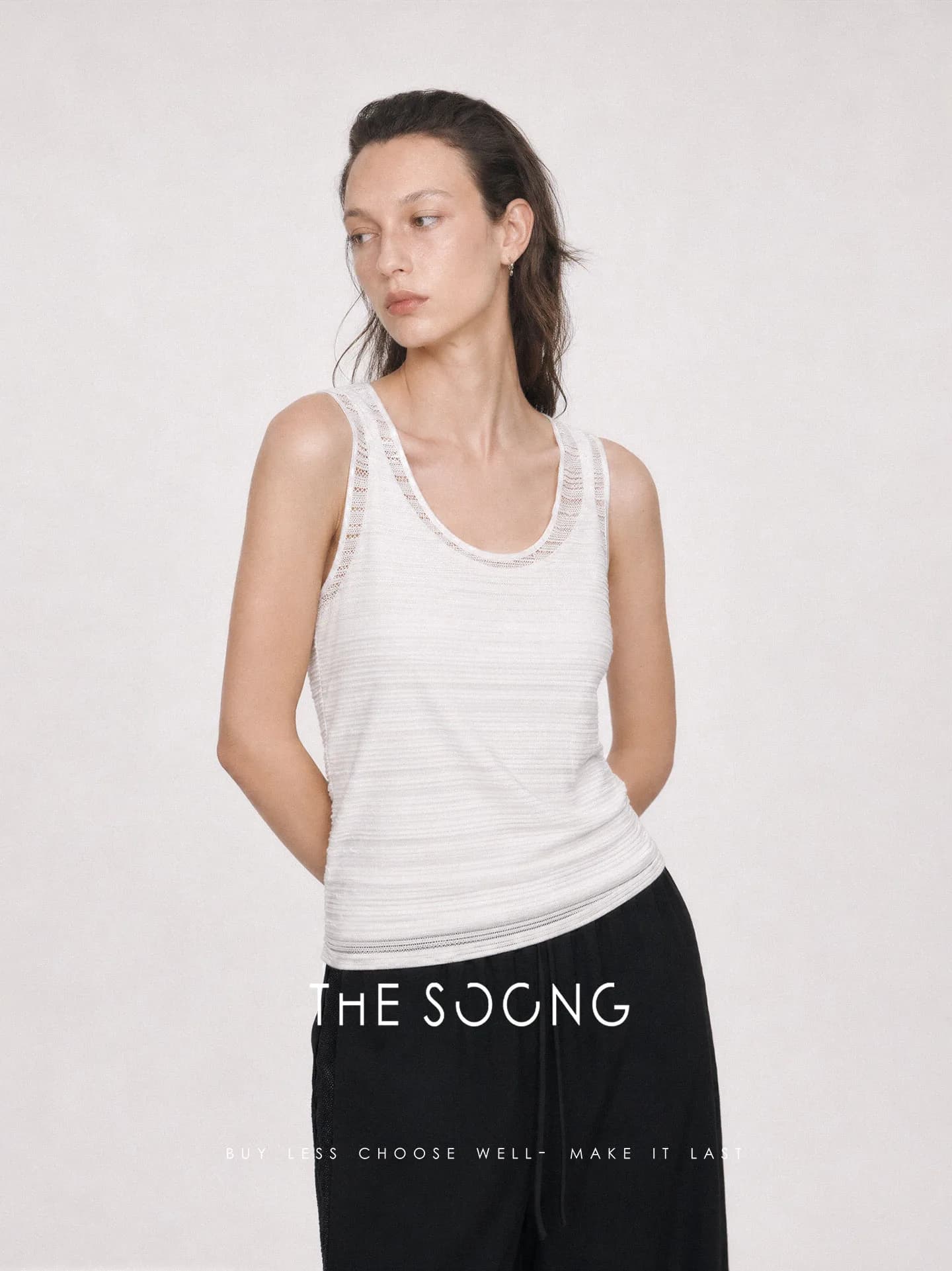 THESOONG Retro Arty Lamb Wool Blend Fine Texture Stripe Crewneck Vest view 2