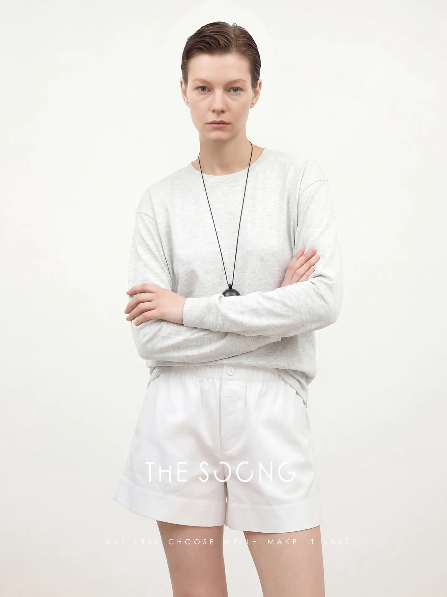 THESOONG 100% Cotton Summer Slub Crewneck Long-Sleeve Tee view 4