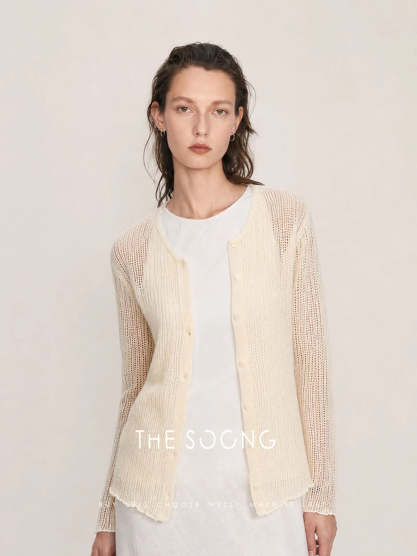 THESOONG Summer Openwork Breathable V-Neck Cropped Cardigan view 2