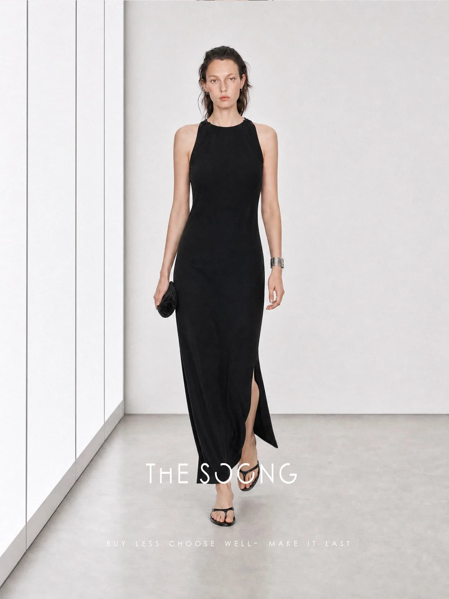 THESOONG Minimalist Old-Money 100% Linen Sleeveless Maxi Dress view 4