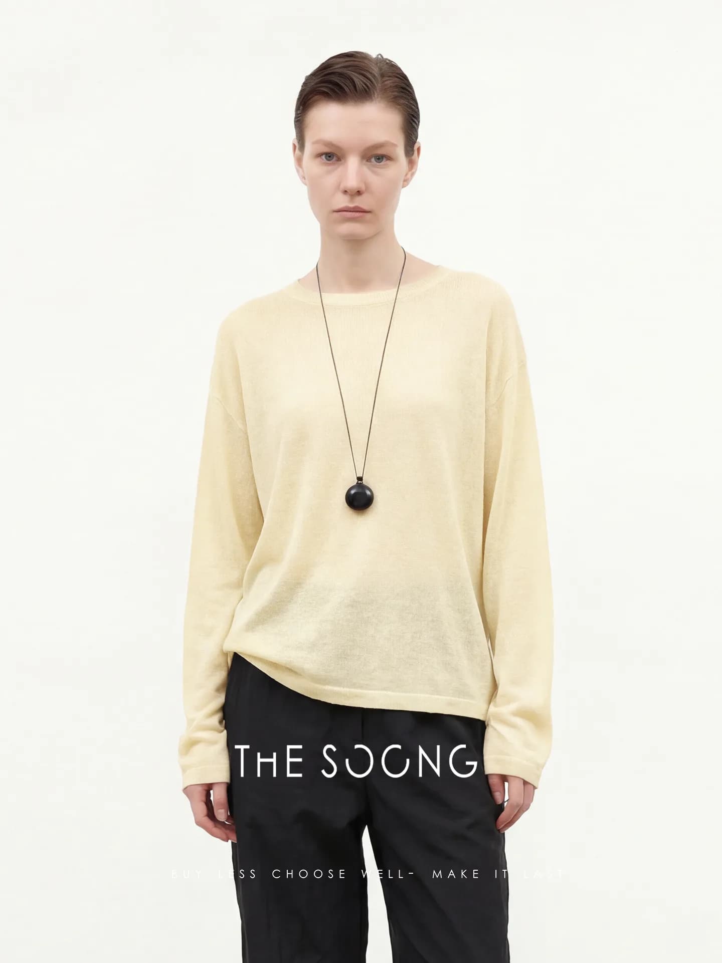THESOONG 100% Cotton Summer Slub Crewneck Long-Sleeve Tee view 3
