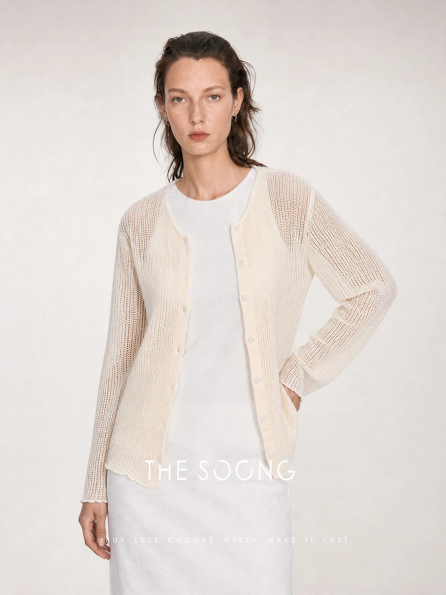 THESOONG Summer Openwork Breathable V-Neck Cropped Cardigan view 1