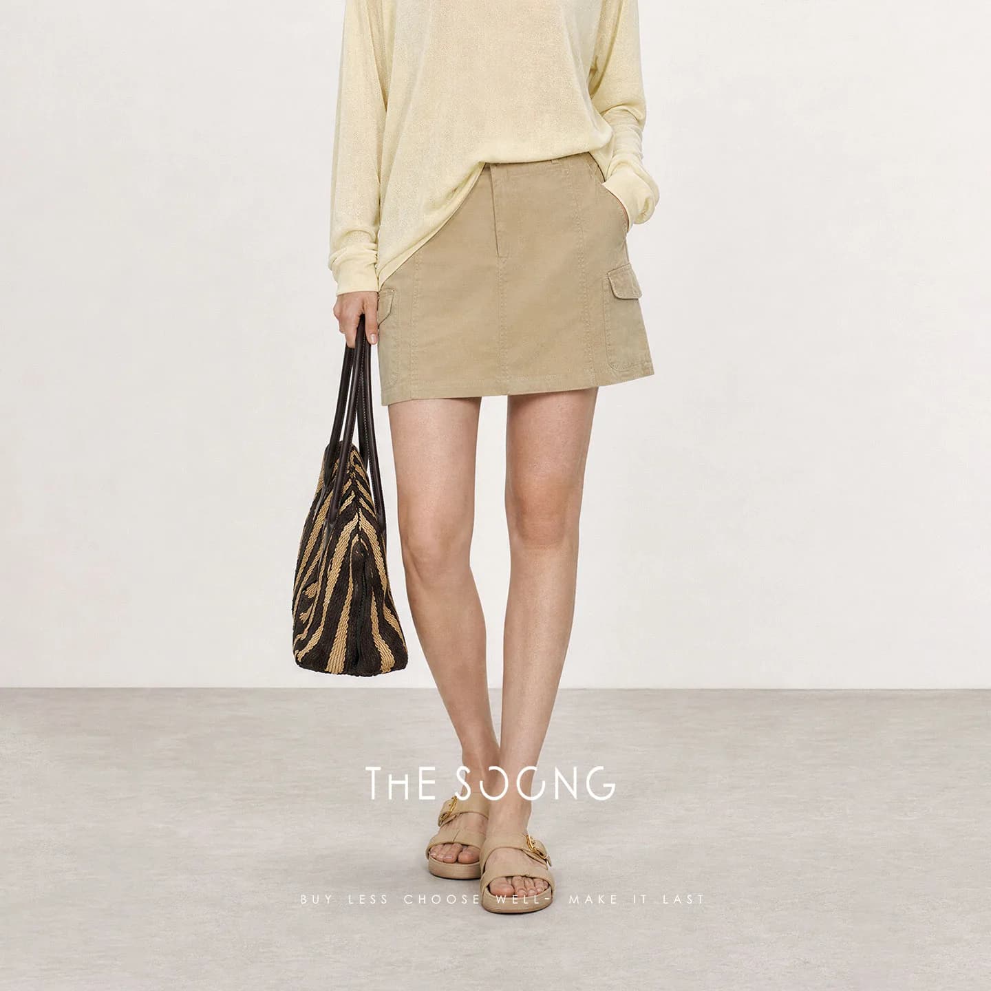 THESOONG Minimal Utility Summer Muted Tailored A-Line Mini Skirt alternate view