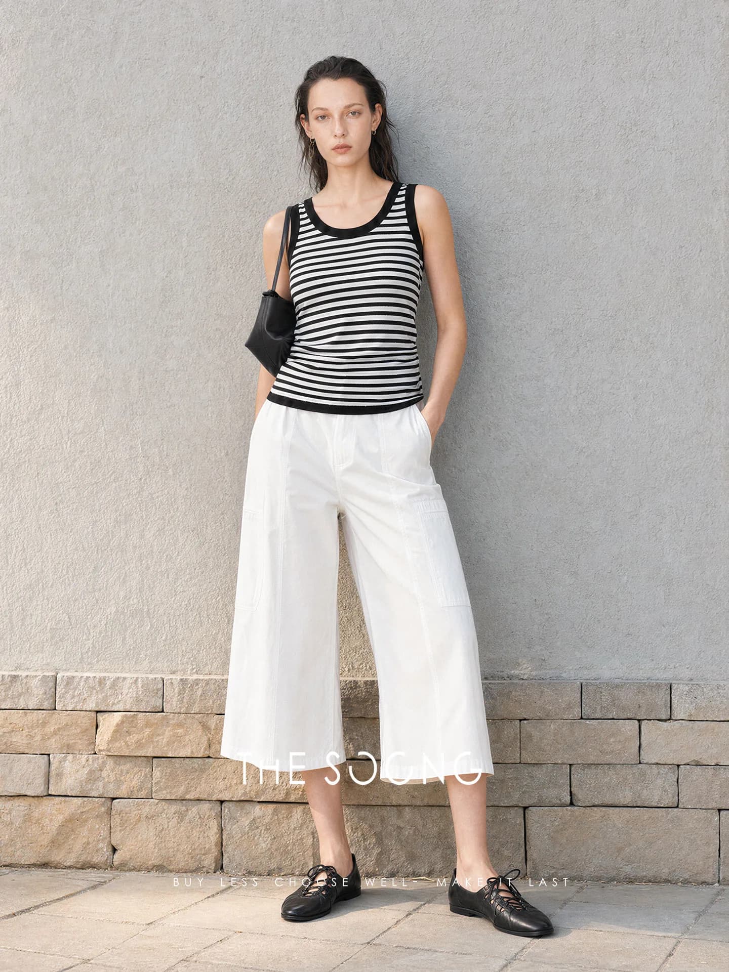THESOONG Relaxed Daily Mid-Rise Breathable Wide-Leg Culottes view 4