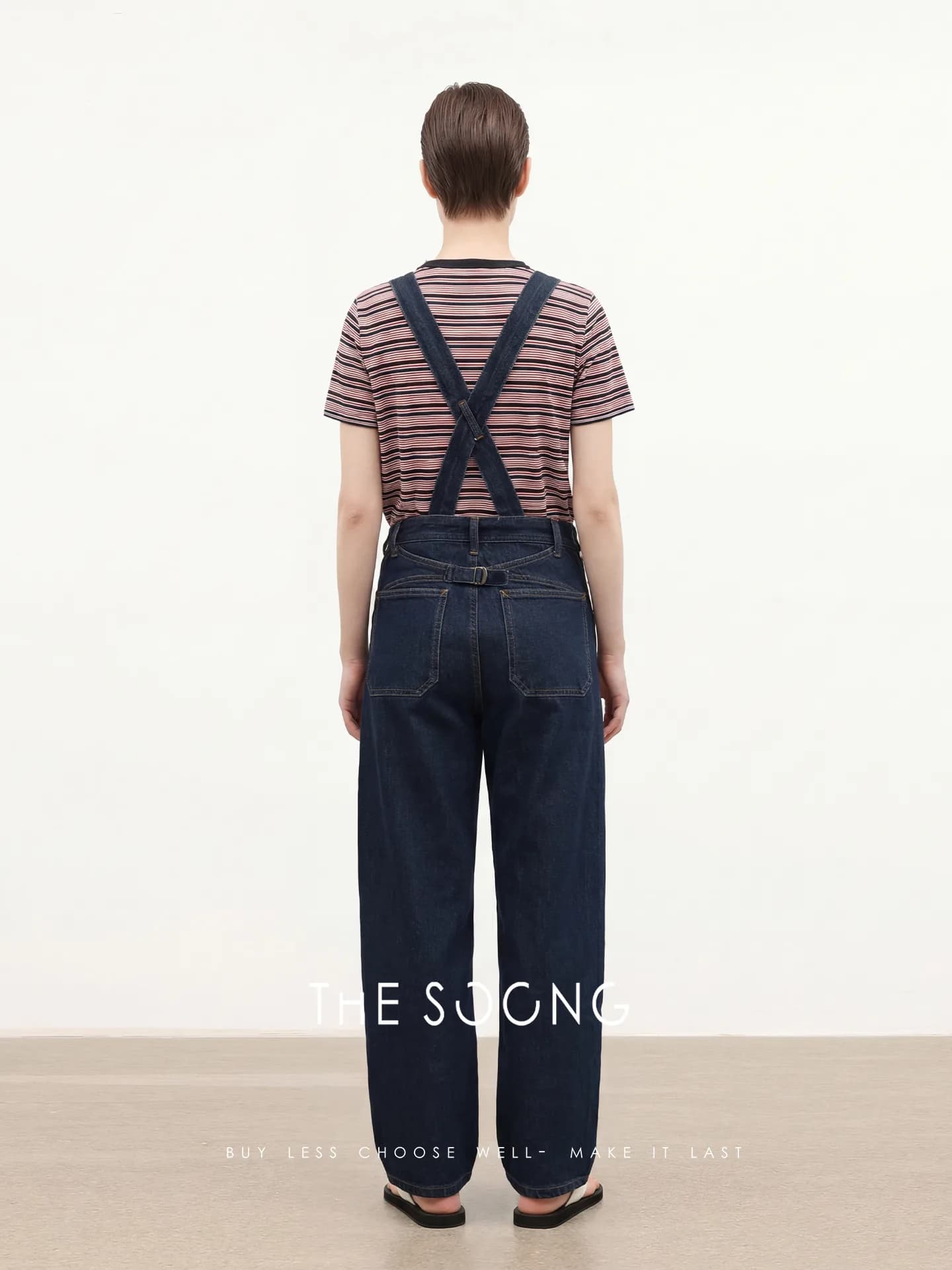 THESOONG Versatile SS Detachable-Strap High-Rise Wide-Leg Denim Jumps view 3