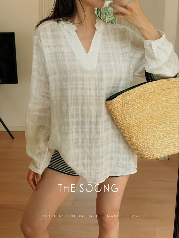 THESOONG Lyocell Linen V Long-Sleeve Shirt 8762 view 10
