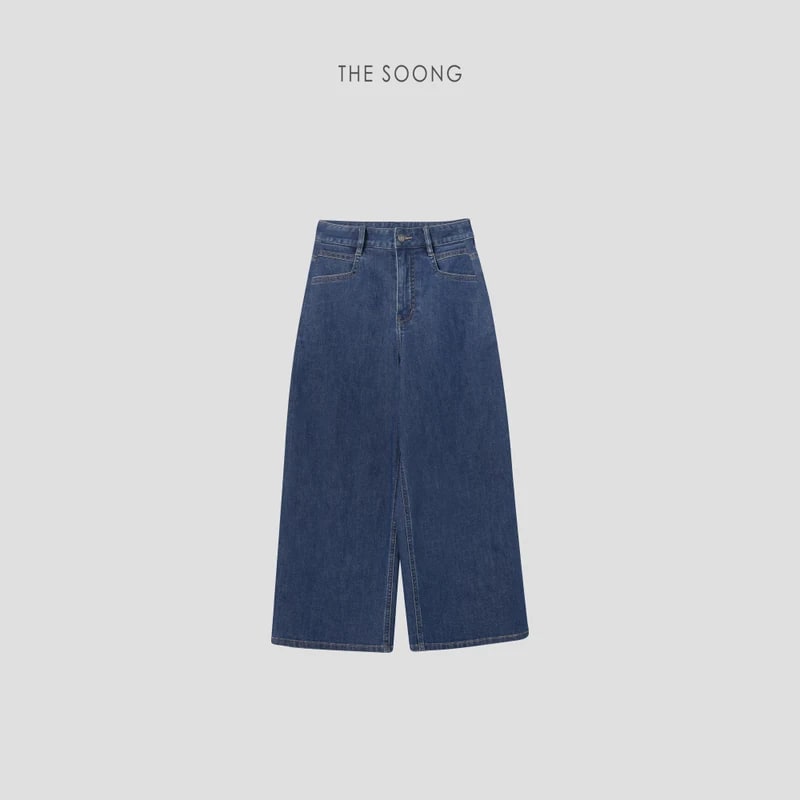 THESOONG Vintage Cropped Trousers Japanese Rope-Dyed Washed-6582 view 1
