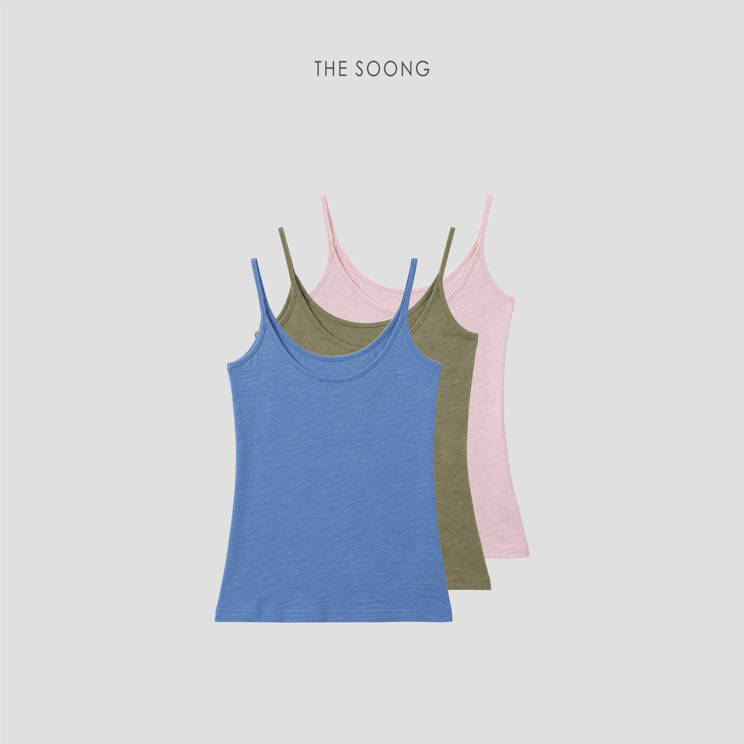 THESOONG 100% Slub Cotton Spaghetti-Strap Camisole Top-9204 view 1