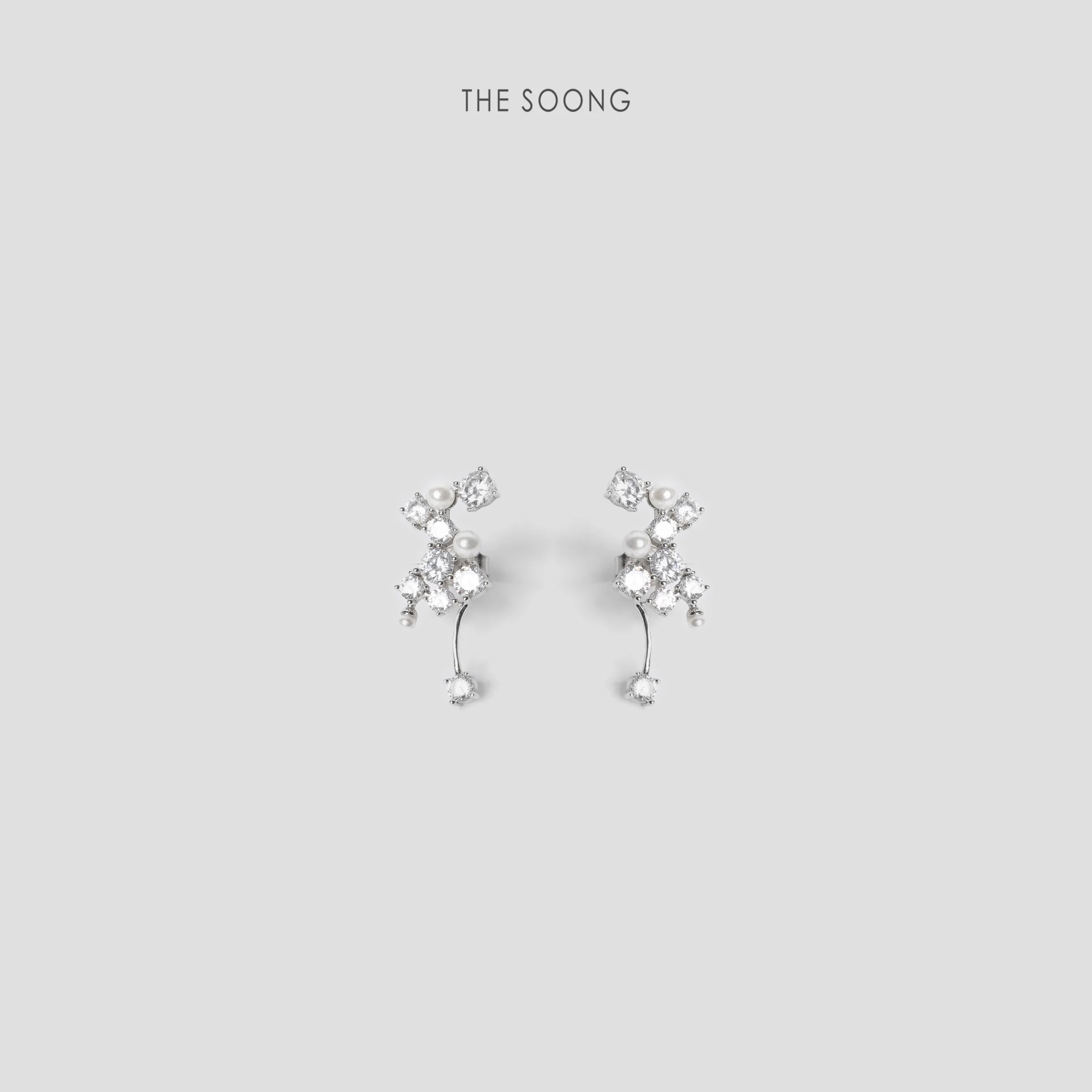 THESOONG スターライト フレンチクラフト ハンドセッティング ジルコン 抗酸化 ピアス
