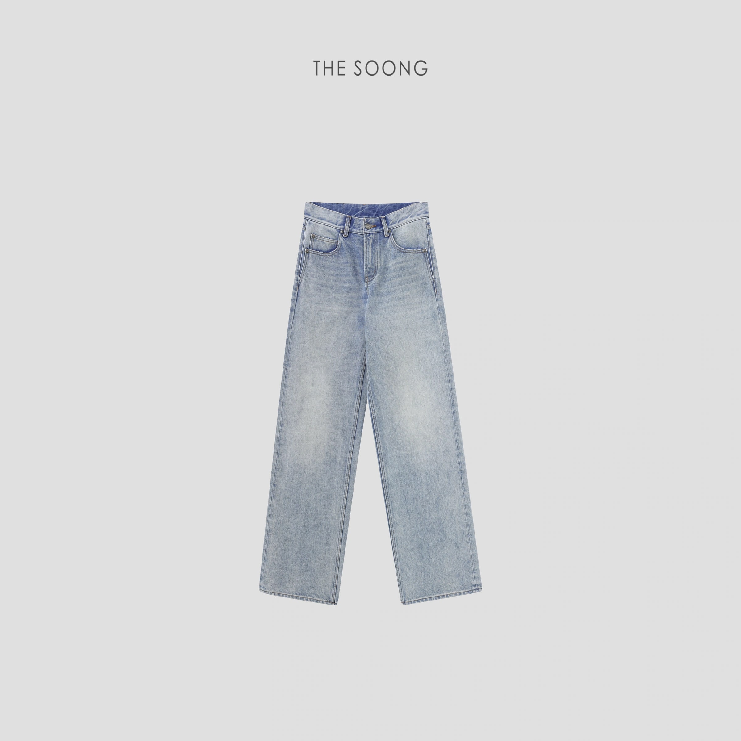 THESOONG Straight-Leg Denim Trousers in Light Blue view 1