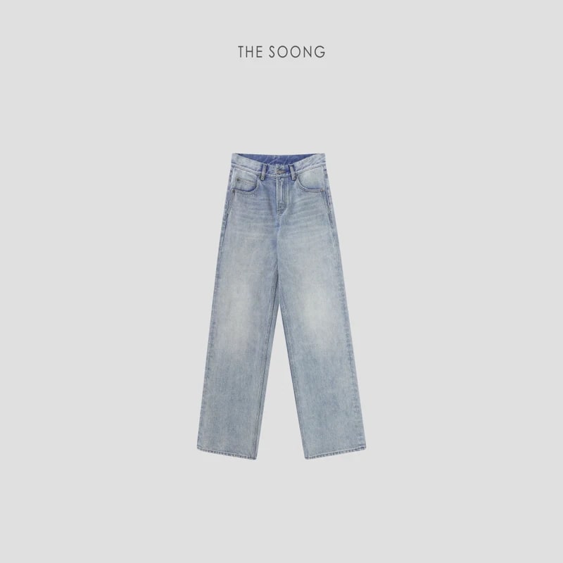 THESOONG Straight-Leg Denim Trousers in Light Blue view 1