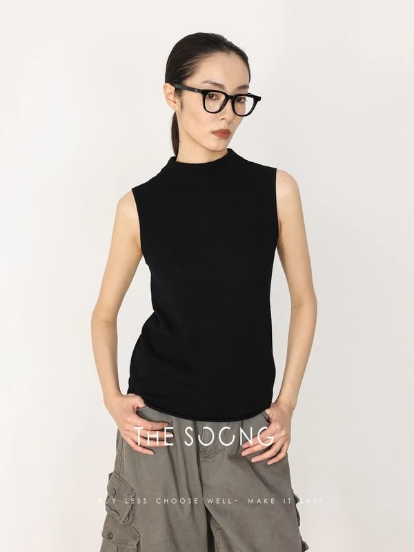 THESOONG Early Spring New Triacetate Merino Wool Seamless Knit Top view 5