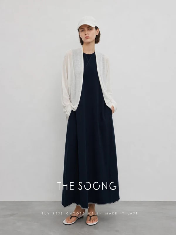 THESOONG 280G Cotton Sleeveless Straight Slit Maxi Dress - 9328 view 5