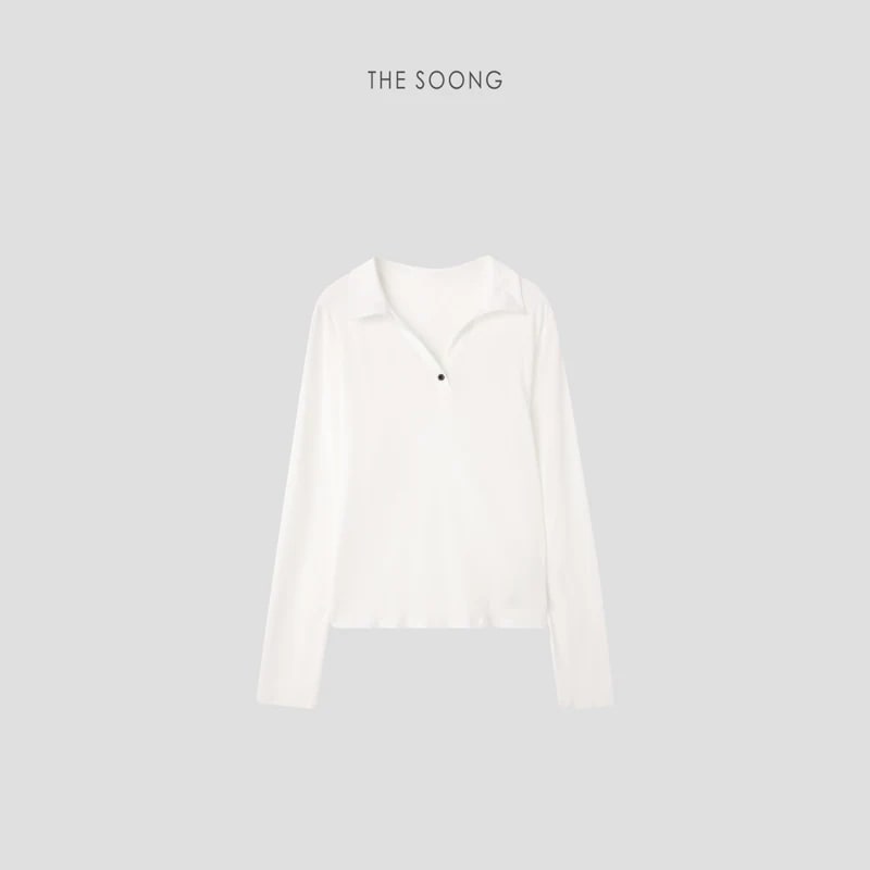 THESOONG 26s' Classic Versatile Slimming Henley Polo Long Sleeve view 7