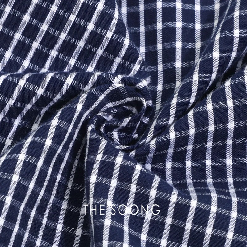 THESOONG Classic 100% Cotton Tailored Check Wide-Leg Pants - 8479 view 6