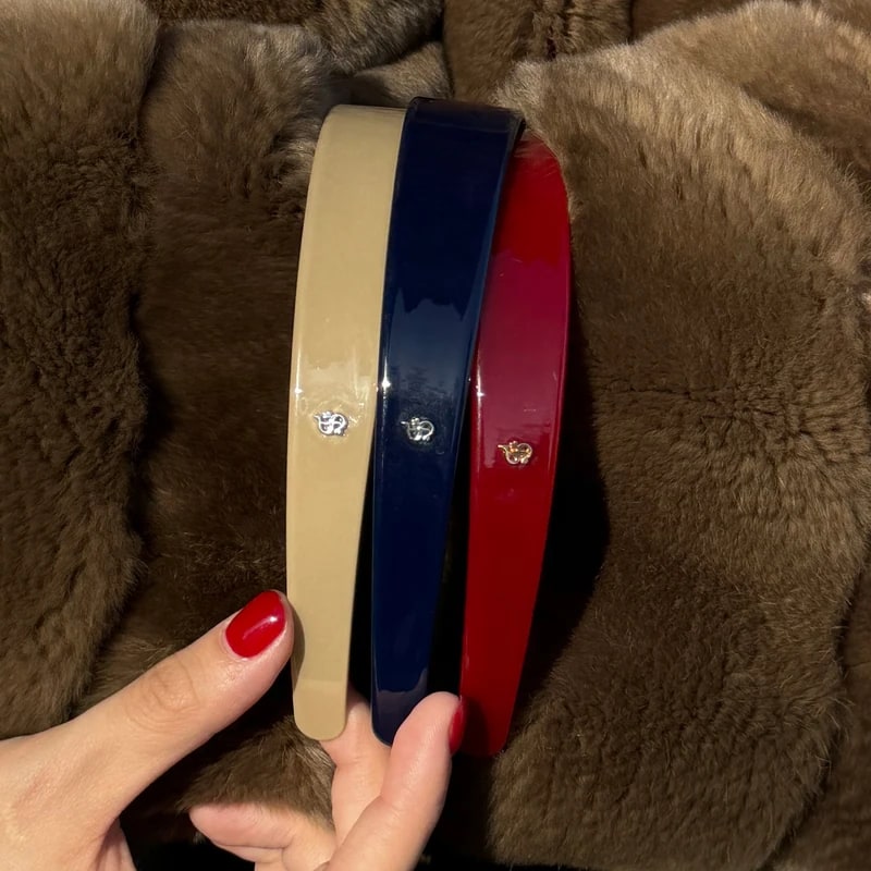 THESOONG “Acetate Glow” Wide Glossy Contrast Metal-Logo Headband - 9442 view 2