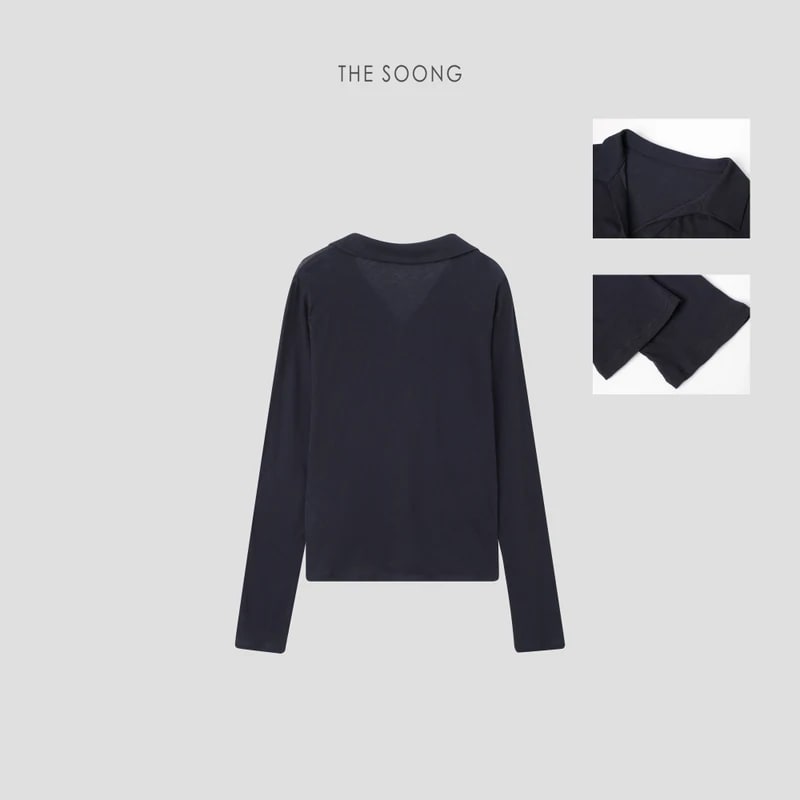 THESOONG 26s' Classic Versatile Slimming Henley Polo Long Sleeve view 14