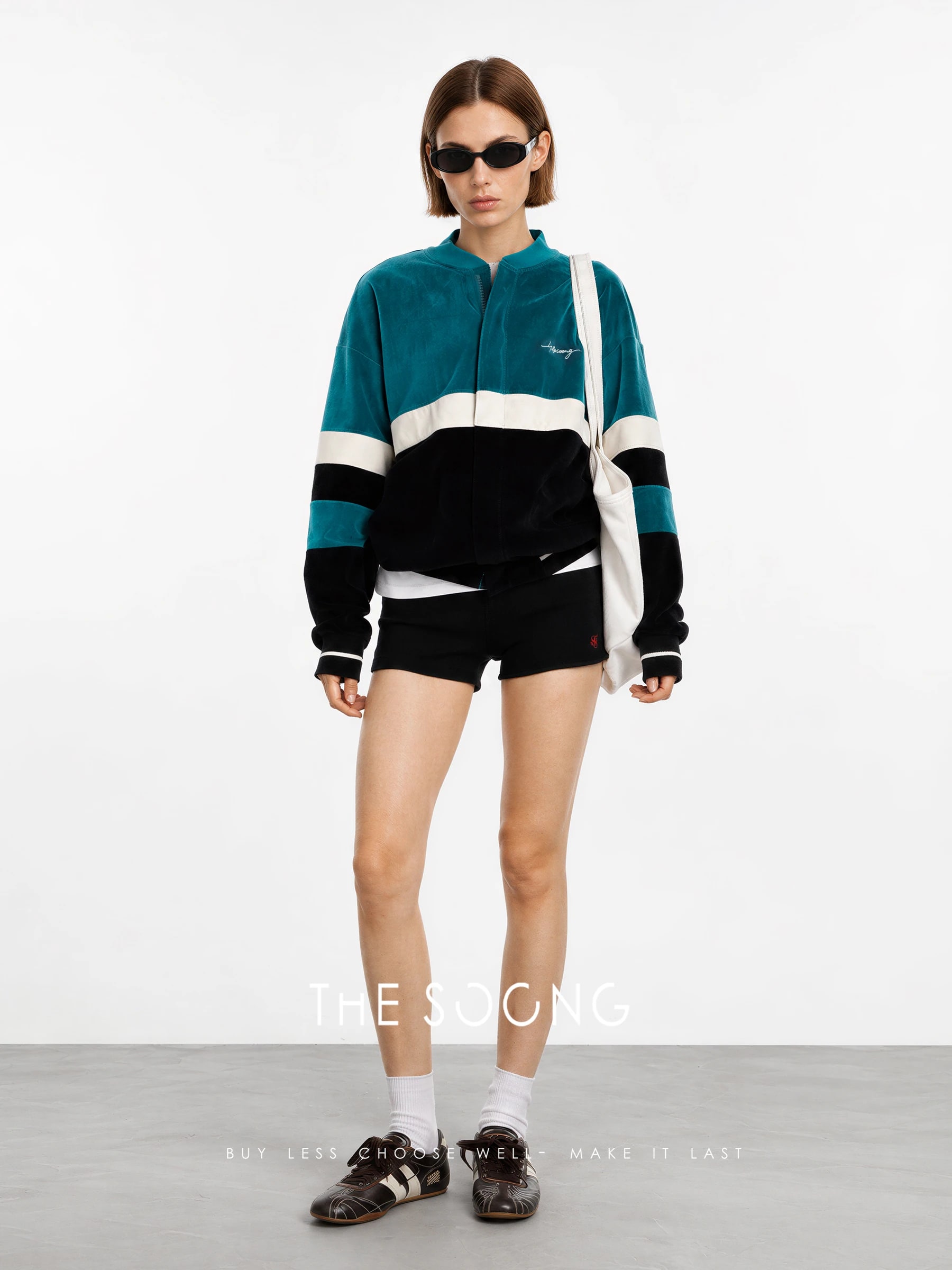 THESOONG “90s Vintage” Velvet Contrast Oversized Baseball Jacket - 9019 view 6