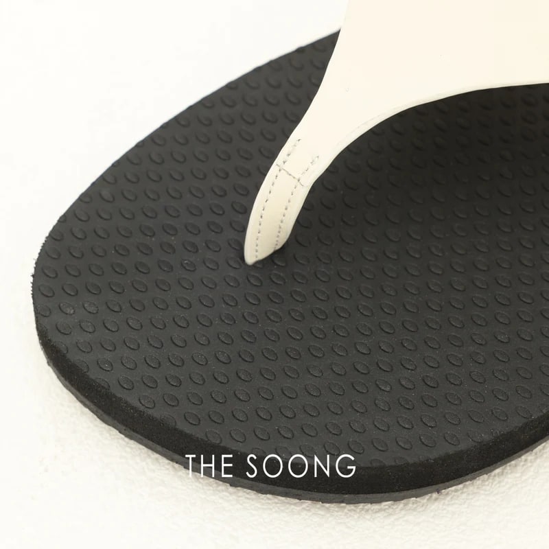 THESOONG Genuine Leather Flip-Flops, Hand-Polished Pebbled Finish view 4