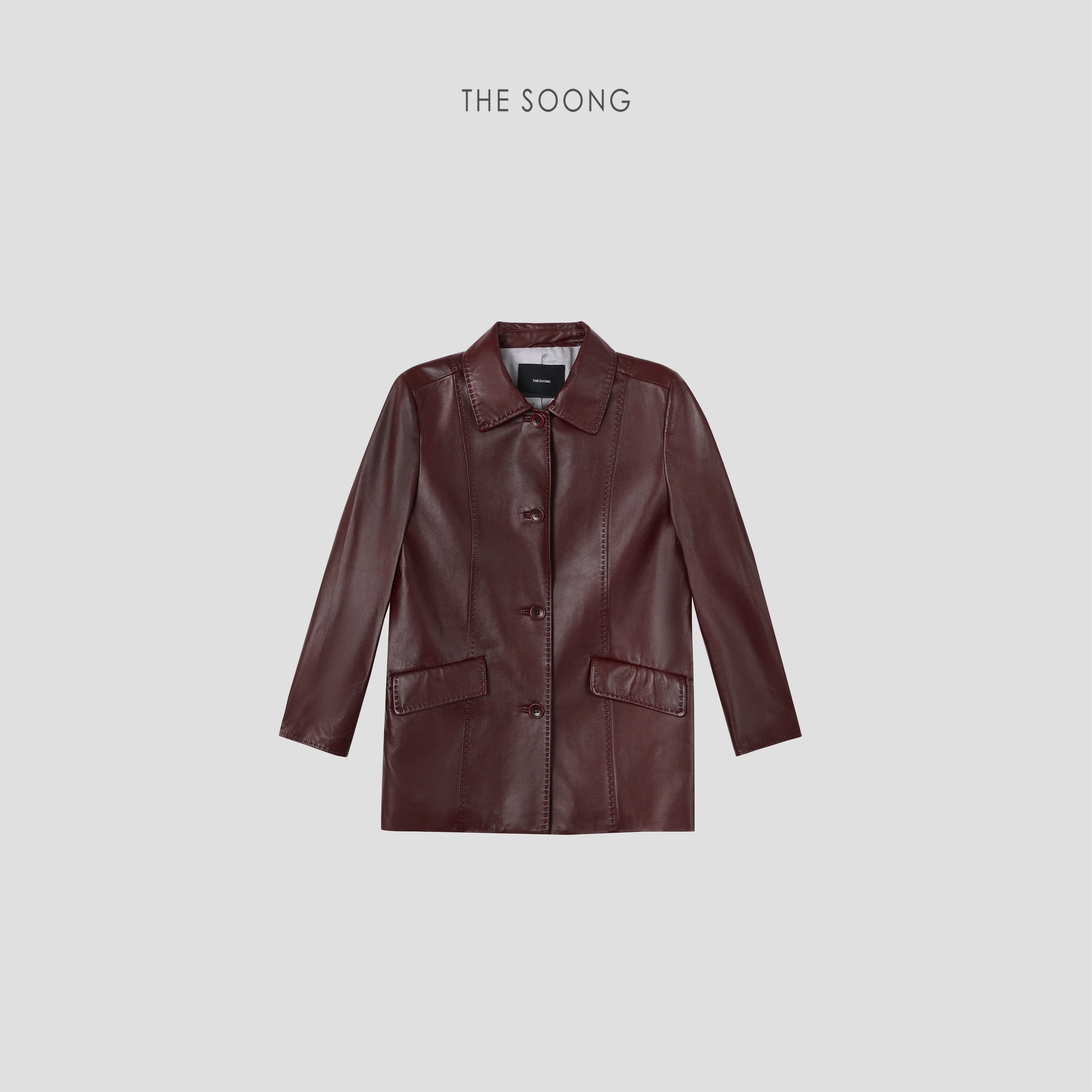 THESOONG “Cherry Red” Vintage Handmade Lambskin Leather Jacket - 9146 view 1