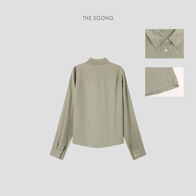 THESOONG Quiet Luxury 100% Linen Textured Collared Shirt - 8846 view 8