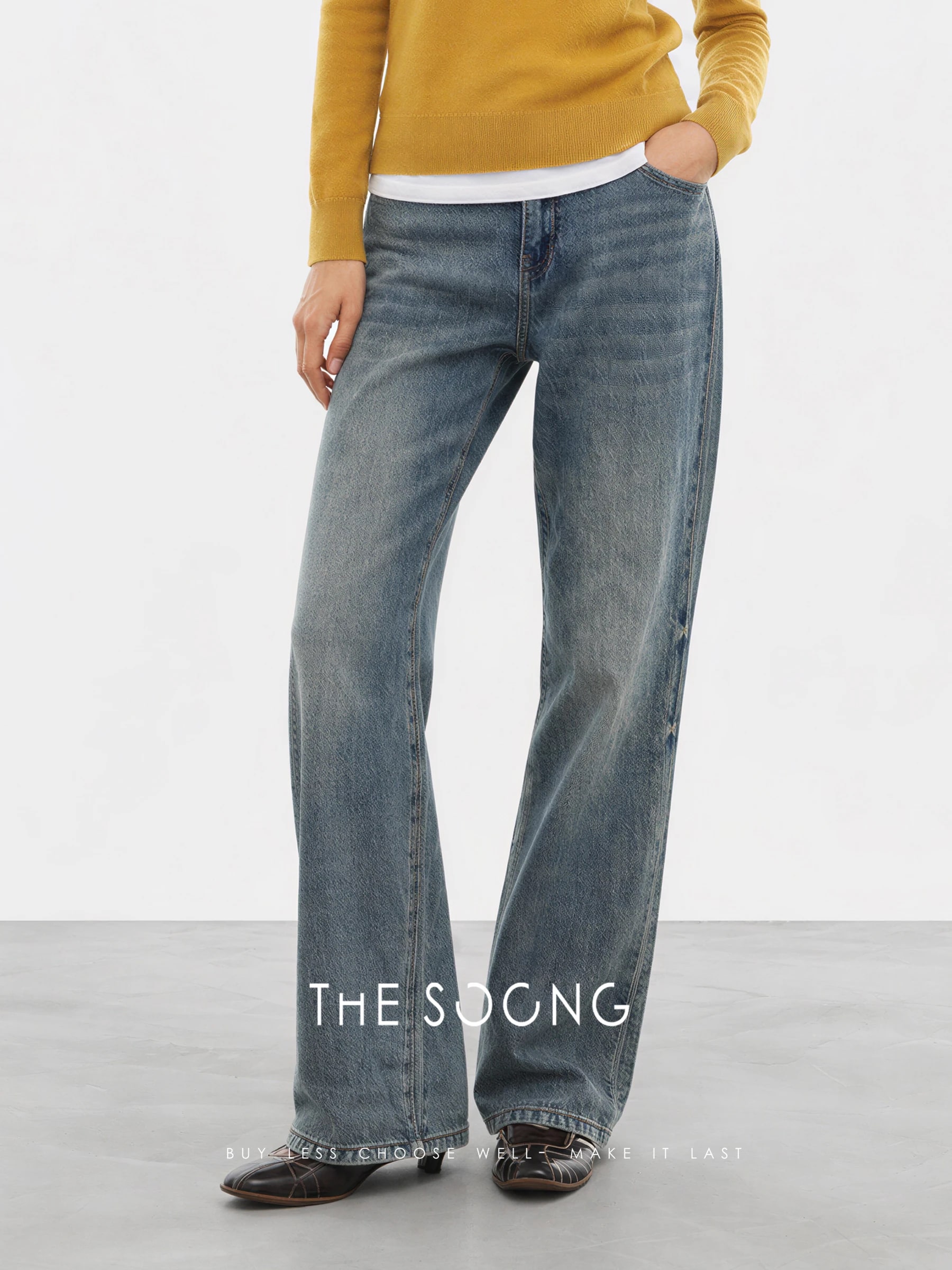 THESOONG Vintage 13.5oz Heavyweight Cotton-Blend Washed Jeans - 8256 view 2