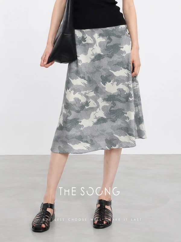 THESOONG Camo Print High-Waist Mermaid Midi Skirt - 9413 view 2
