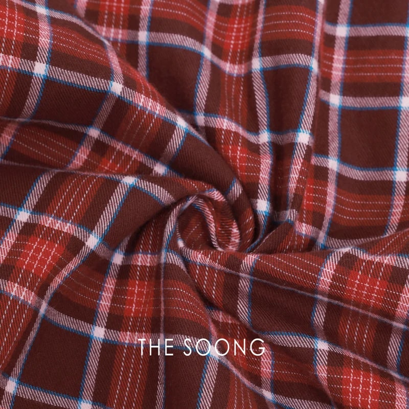 THESOONG Lazy Holiday 100% 코튼 빈티지 체크 밴딩 웨이스트 팬츠 view 10